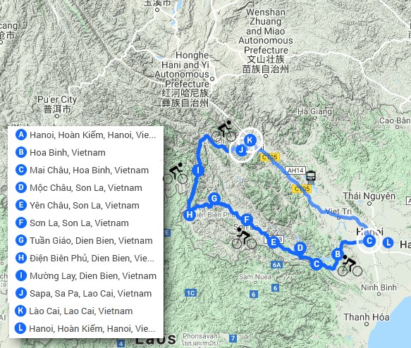 Vietnam Cycling Route