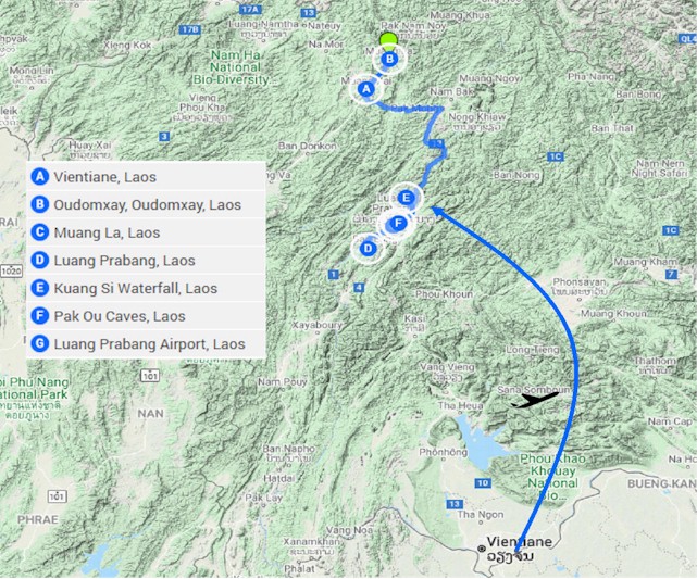Laos Tour Route