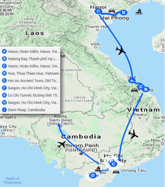 Vietnam Cambodia Route